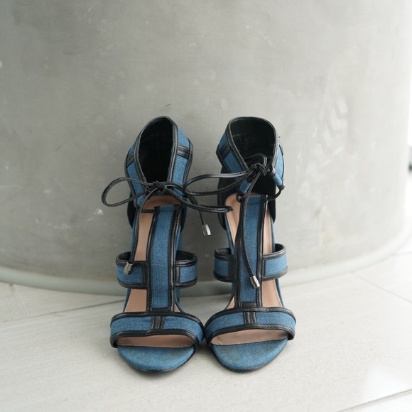 Denim Chunky High Heel Shoes - Picture 2 of 7